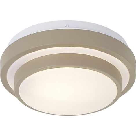 QAZQA Lámpara de techo moderna color topo con blanco 25cm IP44 -