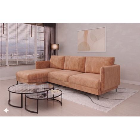 Ecksofa Designersofa HELMER Stoff Vibe Terraccota Ottomane Links