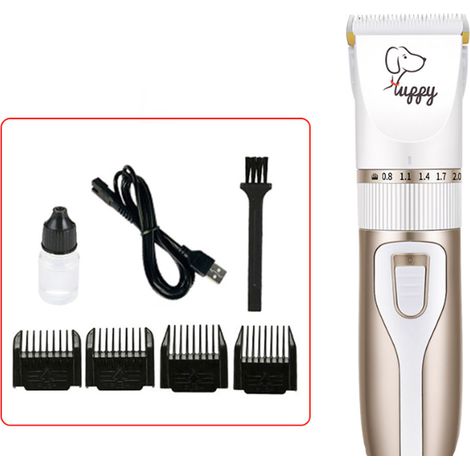 Rasoir pour chien, rasoir pour poils d'animaux, rasoir électrique, ensemble de rasage avec accessoires, couleur or champagne-AquaForge (1/5)