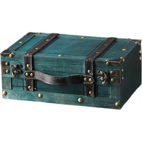 Valise vintage avec poignée, boîte de rangement décorative en bois antique, décoration de table (1/5)