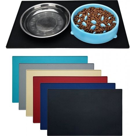 TrAdE Shop Traesio - Tappeto Tappetino Sotto Ciotola Antiscivolo Anti Scivolo 35,5 X 46 Cm Gommato Per Cane Gatto Animali -