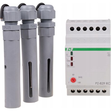 F&F Relais de contrôle de niveau d'eau PZ-829RC-WD - 3 sondes - Sensibilité réglable - IP20