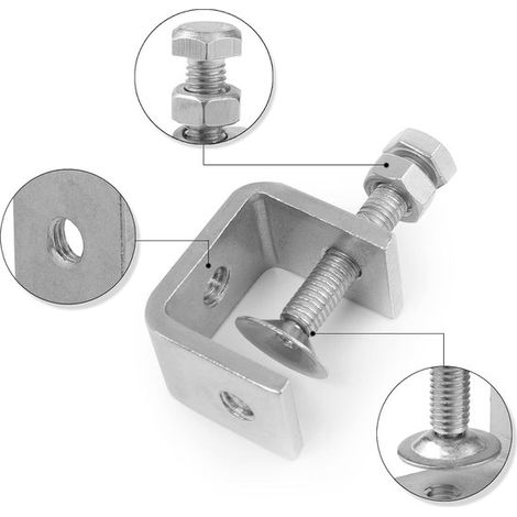 C-Klemmen 6 Stück mit M8-Außensechskantschrauben Klebeklemmen Verstellbarer Spannbereich 0 25 mm für Holzbearbeitung und Schweißmontage Edelstahl 2,4 (1/4)