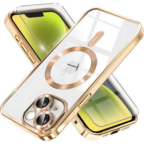 Coque pour iPhone 14 Plus, Electro MagSafe, Or + Protection d'écran (1/5)