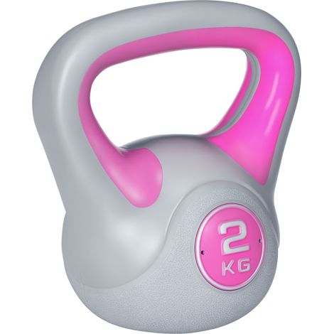 2kg Kettlebell with Handle for Home Gym, Perfect for Weight Lifting and Strength Training, Available in Pink and Grey (1/5)