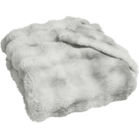 Plaid Imitation Fourrure "Mounty" 125x150cm Gris