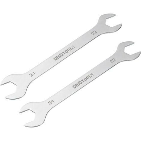 Set di 2 chiavi a forchetta, 22 mm x 24 mm, metriche, realizzate in acciaio inox 3Cr13 sabbiato, chiave doppia per la manutenzione domestica e le riparazioni generali. (1/4)
