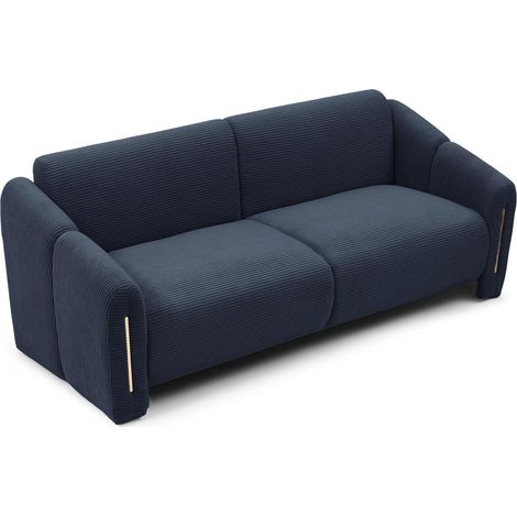 Canapé 3 places en Velours Côtelé "Maxine" 202cm Bleu Foncé (1/5)