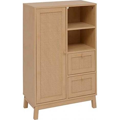Armoire meuble de rangement avec 1 porte et 2 tiroirs, coloris chêne - Longueur 60 x Profondeur 30 x Hauteur 95 cm (1/5)