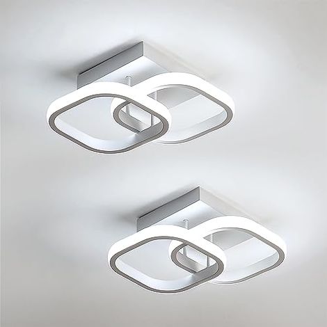 GOECO Square Cross Design Ceiling Light, Aluminum, White, 24x24x9.5 cm, 24W, Frame Diameter 19 cm, Neutral Light, 220V, Pack of 2 (1/5)