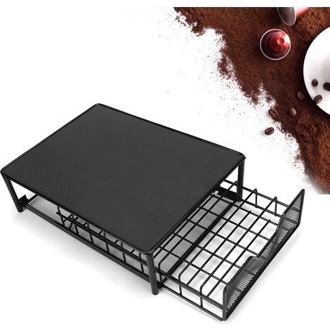 Porte Dosette Support Capsule Tiroir De Rangement Dosette à Café Métal Distributeur Range - Capacité 54 Pièces - pour Maison, Bureau - Noir (1/5)