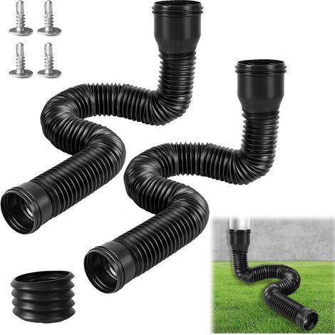 Extension de gouttière flexible, ronde, pour tuyau de descente de 80/100 mm, extensible de 47 à 150 cm, 2 pièces (noir) (1/5)
