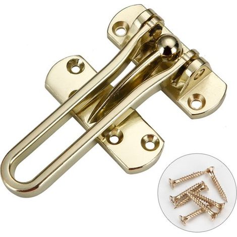 Cerradura para puerta interior, Con 7 tornillos, Metal, Tope de puerta de apertura interior, Cerradura para portón, Puerta segura, Plateada (1/5)