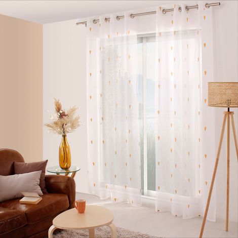 Rideau Voilage Brodé "Telline" 140x240cm Miel