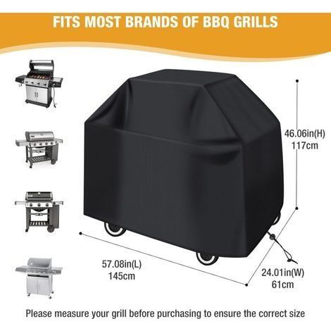 Grillabdeckung für den Außenbereich, Schutzhülle für Grills, Plancha-Abdeckung für Gasgrills, mit wasserabweisender Beschichtung (147x61x117cm Schwarz) (1/4)