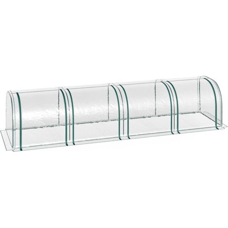 Serre tunnel, 4 fenêtres à fermeture éclair, structure en acier, bâche robuste et transparente, 395 x 100 x 80 cm