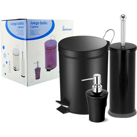 ENSEMBLE SALLE DE BAIN 3 PCS SEAU 3L NOIR