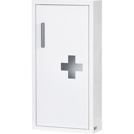 Armoire à pharmacie murale 2 étagères porte aimantée métal 30x12x60 cm blanc