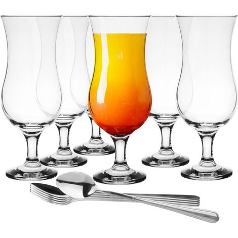 Lot de 6 verres à cocktail max 480 ml + cuillère à café longue, verre + acier inoxydable (1/5)