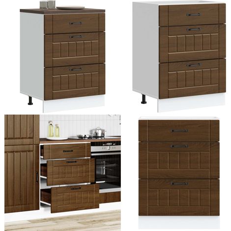 Base da Cucina Lucca Rovere Marrone in Legno Multistrato - Mobile da cucina - Armadio da cucina