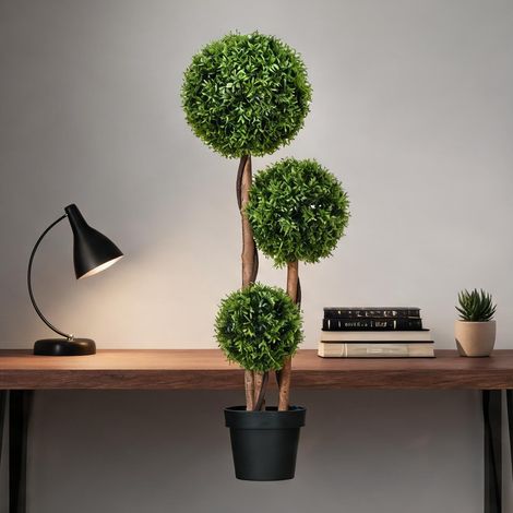 Buis artificiel 110cm UV avec 3 boules en polyéthylène (1/5)