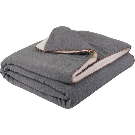 Couvre-lit en Chambray doublé de polaire DASHAN (1/5)