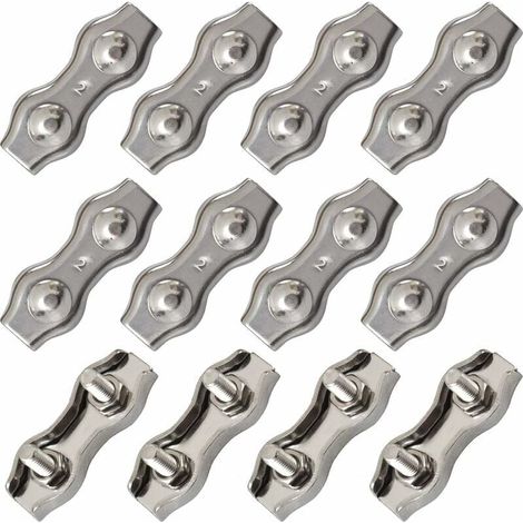 Duplex Stainless Steel Cable Clamp, M2 Wire Rope Connector, Wire Rope Clamp for 1.5mm Steel Cable, 12 Pack YMYNY (1/4)
