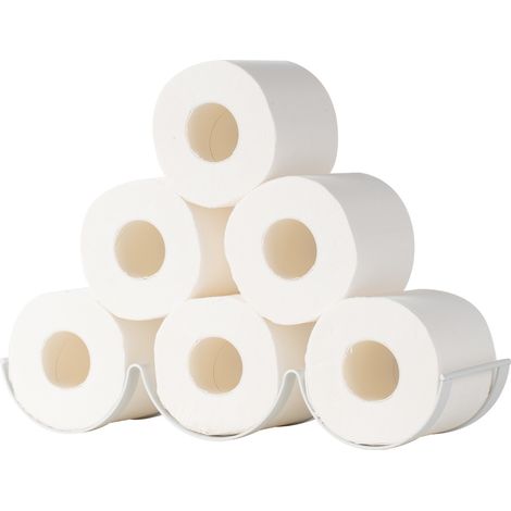 Metal papier toilette support papier toilette étagère bois support pour papier toilette Blanc (1/5)
