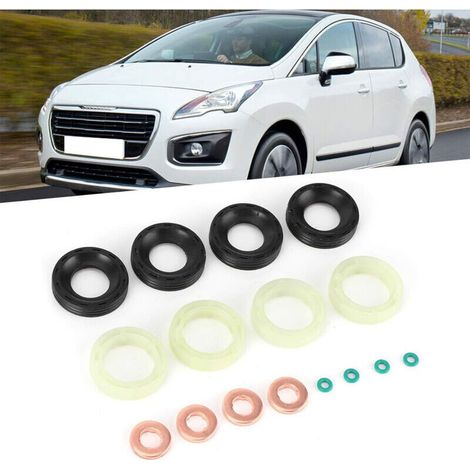 16 Pcs Kit de Joint Injecteur 1.6 HDI, Rondelle D'étanchéité D'injecteur Diesel Remplacement Compatible avec Citroen, Peugeot Accessoires Universels d'Huile D'injecteur (1/5)
