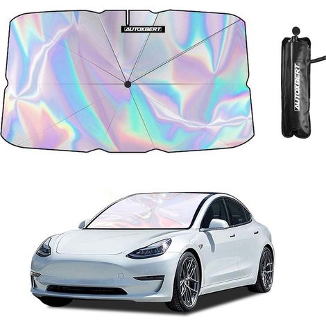 Sonnenschirm Auto Windschutzscheibe Irisierend 360° Griff UV-Schutz Hitzeschutz 140x78cm (1/5)