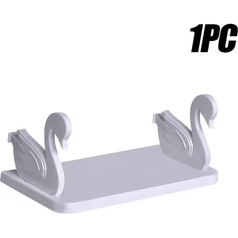 (Gris - 1 pièce) Étagère murale cygne sans perçage, rangement pour salle de bain, organisateur de cuisine, étagère murale multifonctionnelle pour la décoration intérieure (1/5)