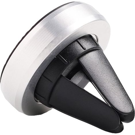 Supporto magnetico universale per telefono da auto, girevole a 360° per bocchetta dell'aria, 3,3 cm di diametro 2,9 cm di altezza, colore argento. (1/2)