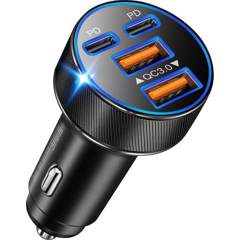 USB-C-Zigarettenanzünder 90-W-4-in-1-USB-C-Schnelllade-Autoladegerät PPS PD 45 W Geeignet für iPhone 17 16 15 14 Galaxy S26 S25 S24 S23 Pixel (1/5)