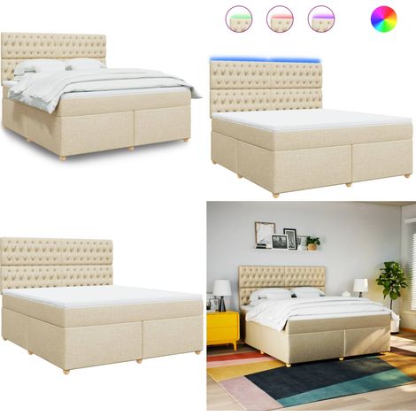 vidaXL Boxspringbett mit Matratze Creme 180x200 cm Stoff (1/5)