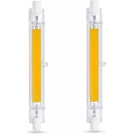 R7S 118mm 10W LED-Lampe, Warmweiß 3000K, 1000LM, entspricht 80W/100W R7S J118 Halogenlampe, nicht dimmbar, schlanke COB LED R7S 118mm Lampe für Wand-/Stehlampen, 2er-Pack [Energieklasse]