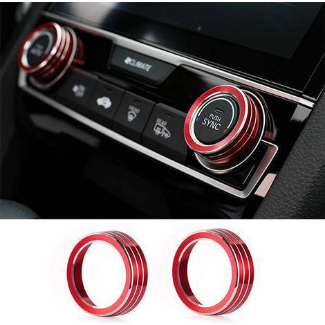 Zwei rote Zierringe aus Aluminiumlegierung für Klimaanlagenknöpfe, passend für Honda Civics. (1/4)