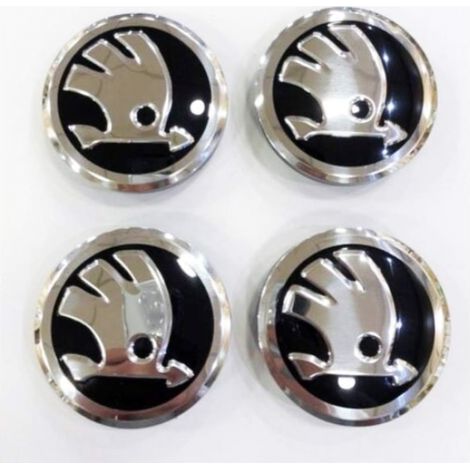 Set of 4 black wheel trims for Skoda 56 mm for Fabia, Octavia, Super (1/5)
