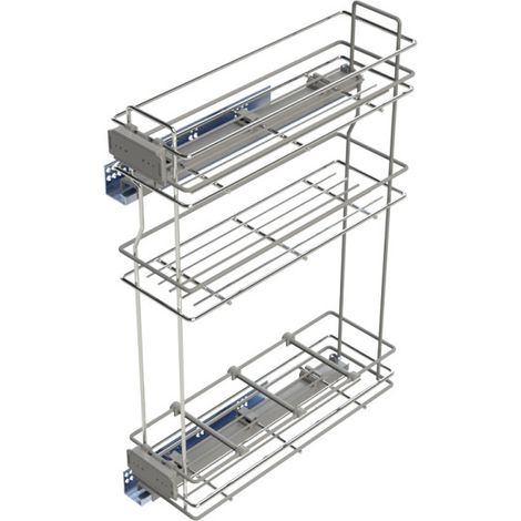 EMUCA porte-bouteilles extractible SupraMax avec fermeture à amortie - gauche - 3 plateaux - module 200mm - Acier - Chromé (1/6)
