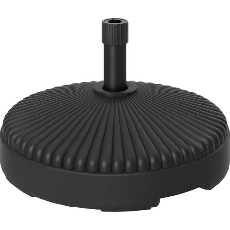 Pied de parasol rond support parasol en HDPE remplissage eau sable pour terrasse piscine patio Ø 55 x 30 cm noir (1/5)