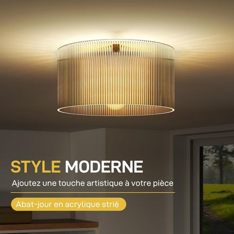 Plafonnier LED 40W luminaire plafonnier E27 à montage semi-affleurant lampe de plafond moderne pour salon, couloir, salle à manger, cuisine, transparent (1/5)