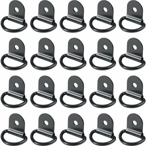 Pack of 20 lashing rings, iron lashing rings, lashing rings for trailers, fastening rings, round lashing rings for car load securing, foldable, black, YMYNY (1/4)