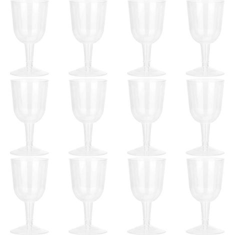 Lot de 12 gobelets à champagne transparents en plastique jetables pour mariage ou anniversaire.