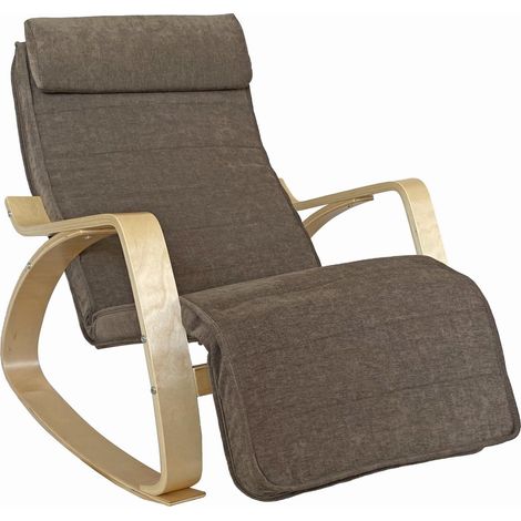 Brigros WeHome - Sedia A Dondolo Swing Amor Con Braccioli In Legno, Rocking Chair, Poltrona A Dondolo Con Poggiapiedi Regolabile, Poltrona Salotto, Poltrona Camera Da Letto (Tessuto, Marrone) (1/5)