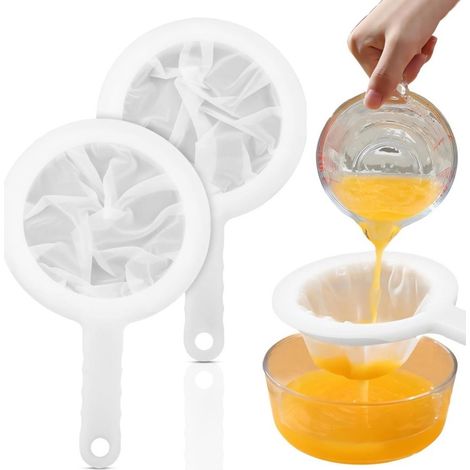 Lot de 2 Filtres en nylon à mailles fines Pour filtrer les jus le lait soja café miel vin et yaourts 400 mesh (1/5)