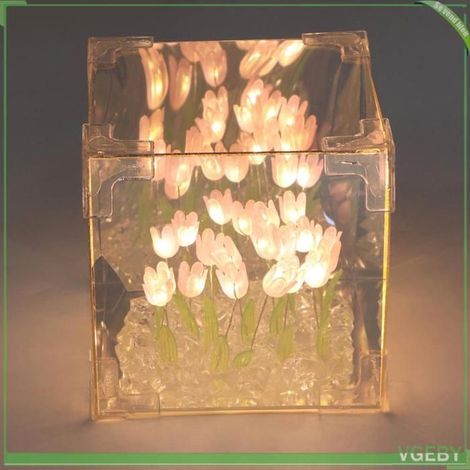 Fafeicy Lampe de miroir de cube de tulipe Veilleuse Tulip Cube Lampe Miroir Tulip Cube DIY Pour puericulture jouet Rose (1/5)