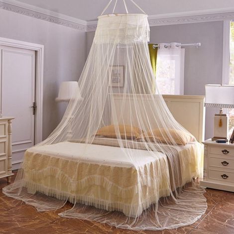 pour Lit, Baldaquin de Lit King Size, Filet de Rideau Suspendu, Baldaquin de Lit Princesse Rond Cerceau Transparent pour Tout Jaune (1/4)