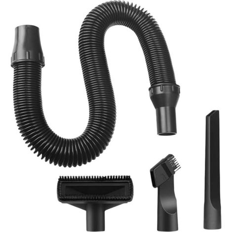 Kit d'accessoires pour tuyau d'aspirateur 14370160 pour aspirateur humide et sec avec brosse à poussière pour meubles, sols, tapis, grilles d'aération et stores Noir (1/5)