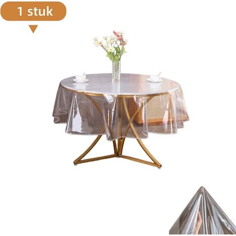 Nappe transparente (1 pièce) Douce et lisse comme du verre, hydrofuge et oléofuge, lavable, idéale pour les tables rondes de restaurant à usage privé. (1/5)