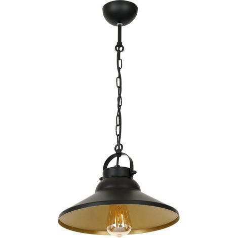 Suspension industrielle noir/or chaîne 1xE27 15W Luminex