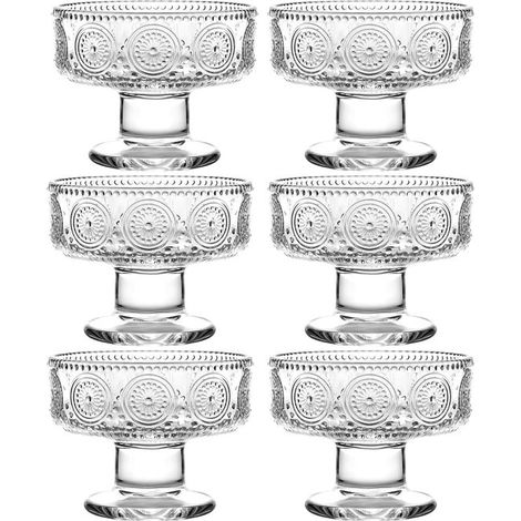 Set da 6 pezzi di graziose ciotole/tazze da dessert in vetro trasparente a forma di tulipano da 220 ml - perfette per dessert, coppe gelato, gelato, frutta, insalate, snack, cocktail, condimenti, picc (1/5)